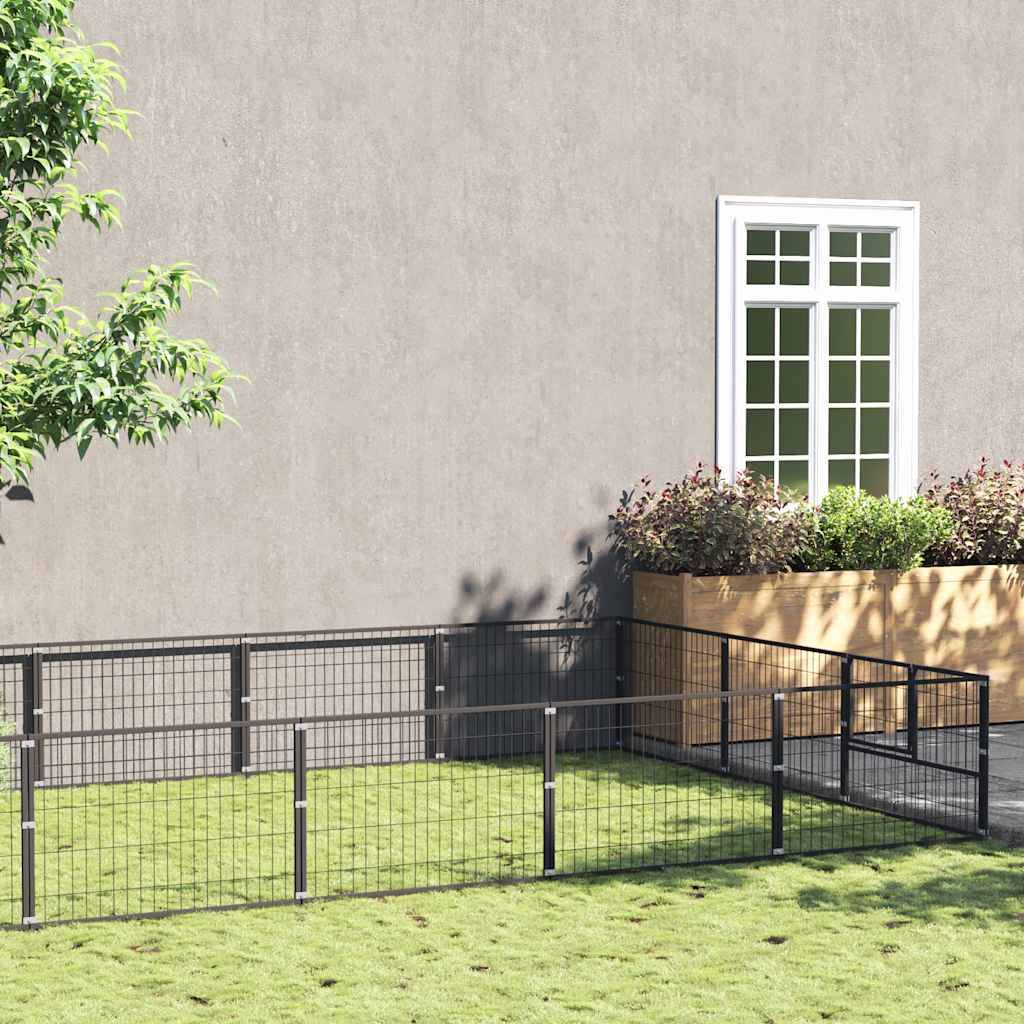Vidaxl - Chenil Noir 27 m² Acier vidaXL 3082133 - Image 1