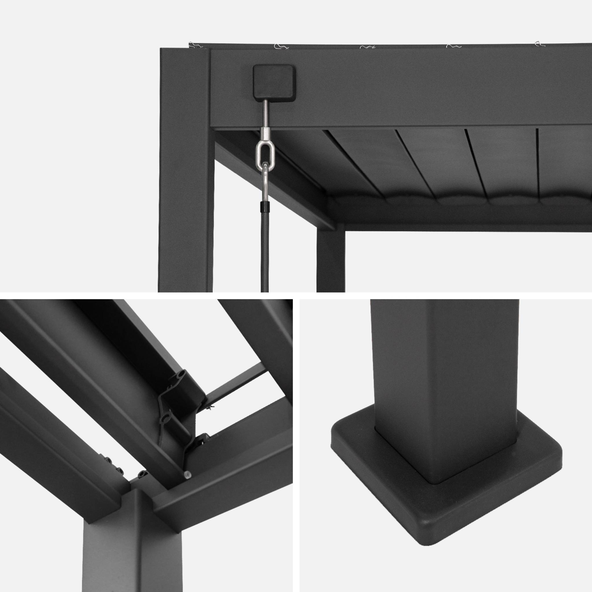 Pergola bioclimatique aluminium 4x3m anthracite + 3 persiennes 100cm lames orientables Triomphe | sweeek - Image 5