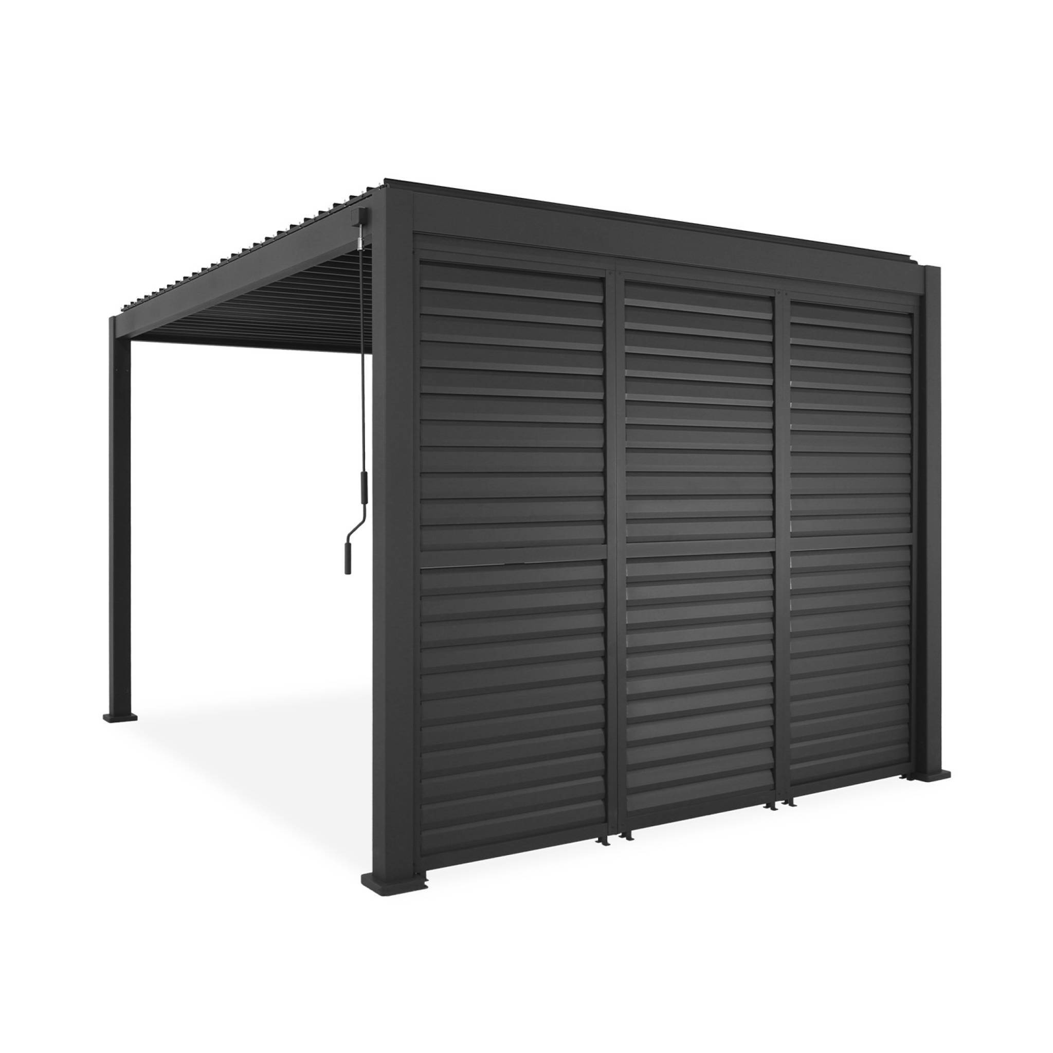Pergola bioclimatique aluminium 4x3m anthracite + 3 persiennes 100cm lames orientables Triomphe | sweeek - Image 2