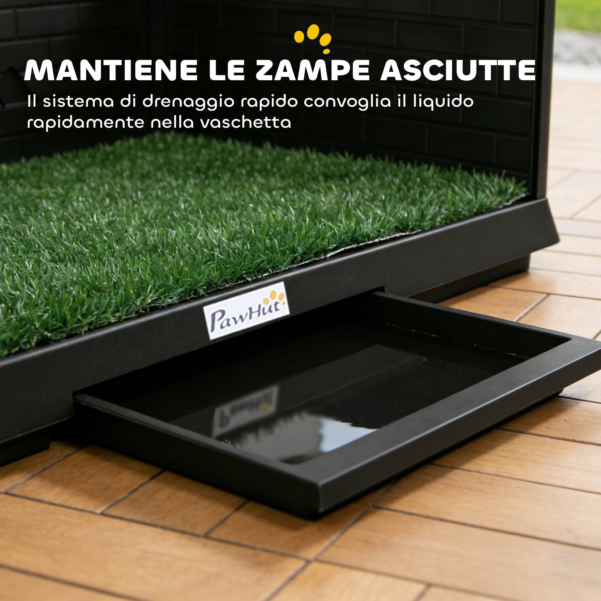 ComfortXL - Toilette pour chien en PP et PE noir 75 x 51 x 36,5 cm avec gazon synthétique et bac amovible pour intérieur - Image 7