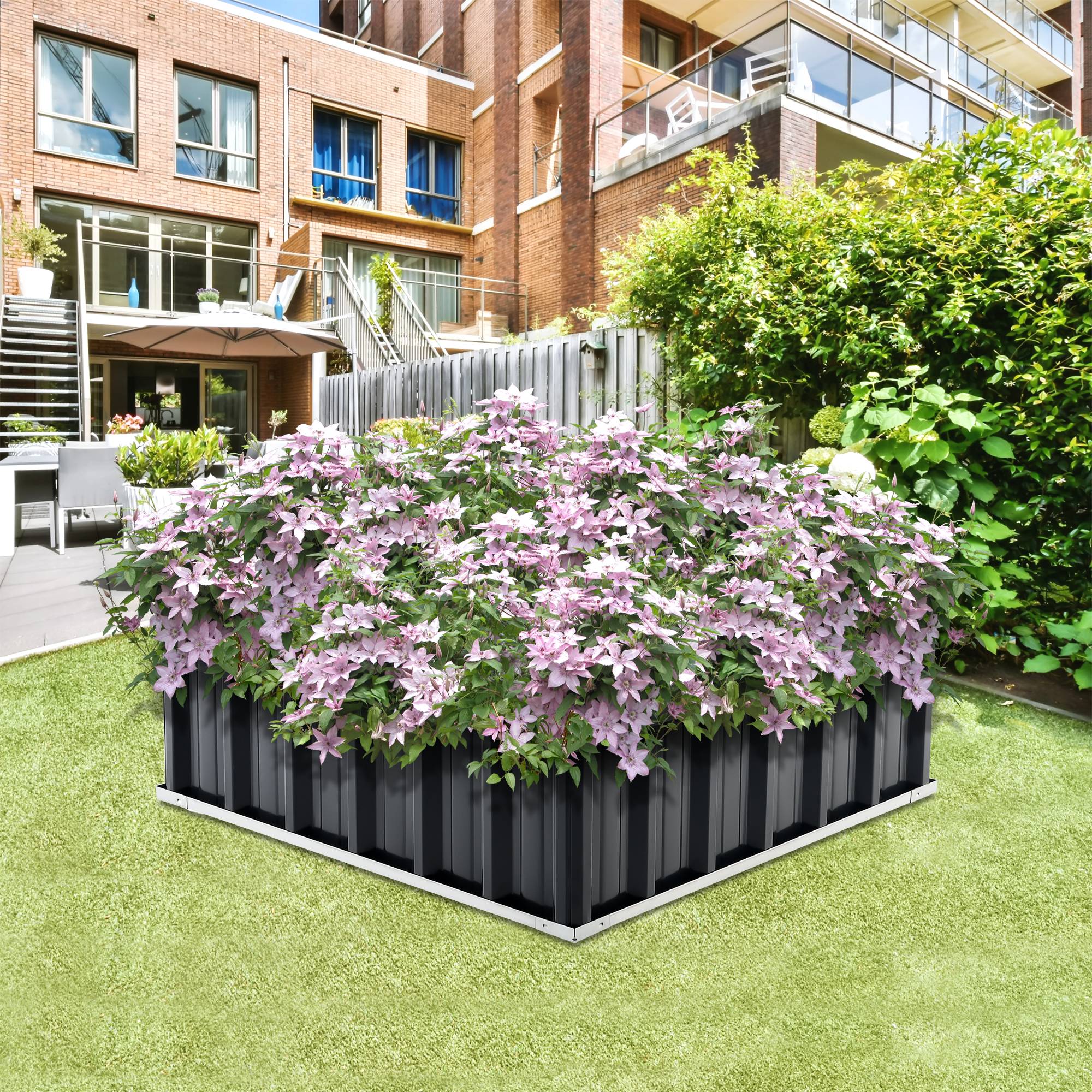 Jardinière Zevenaar carrée acier galvanisé 90 x 90 x 30 cm anthracite [en.casa] - Image 2
