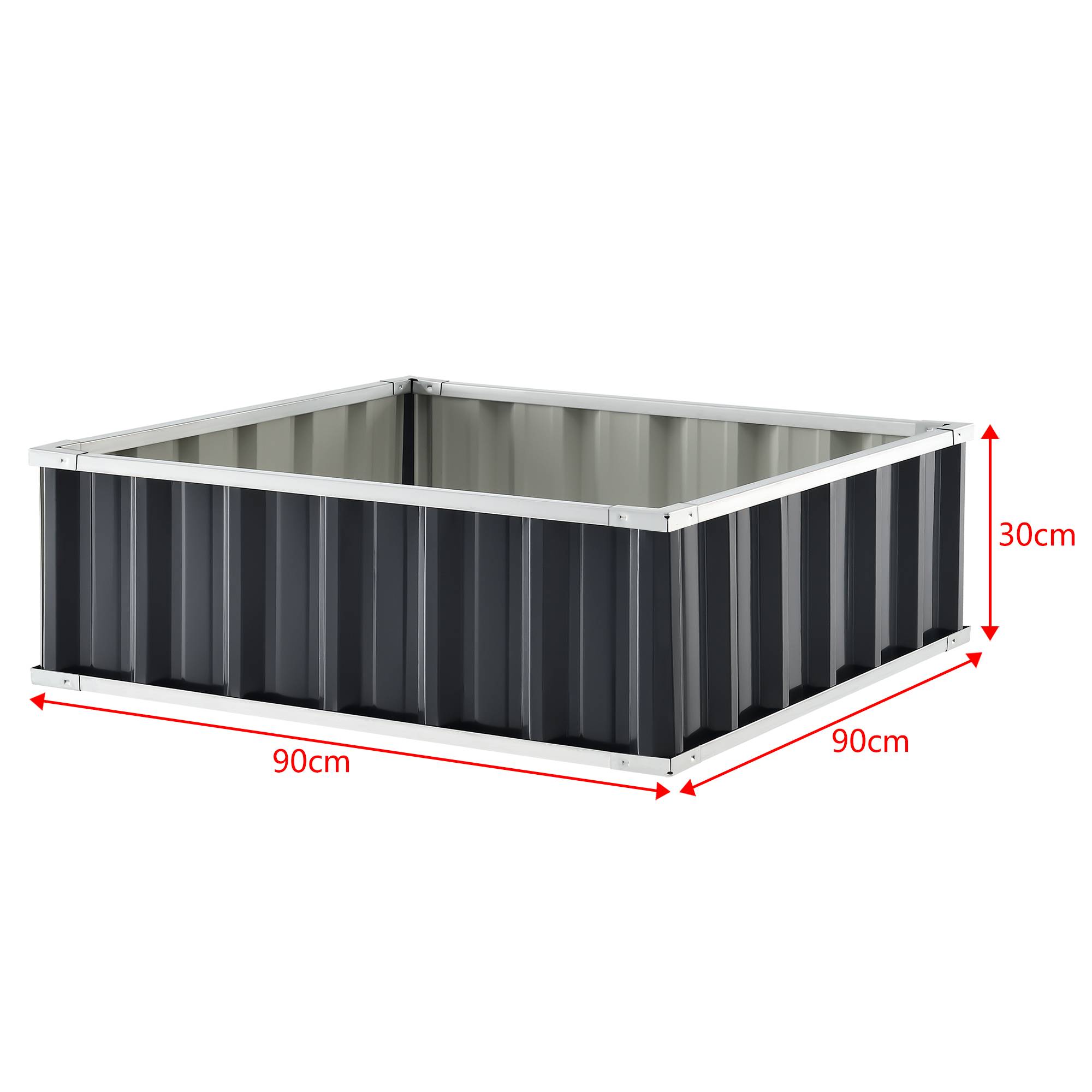 Jardinière Zevenaar carrée acier galvanisé 90 x 90 x 30 cm anthracite [en.casa] - Image 3