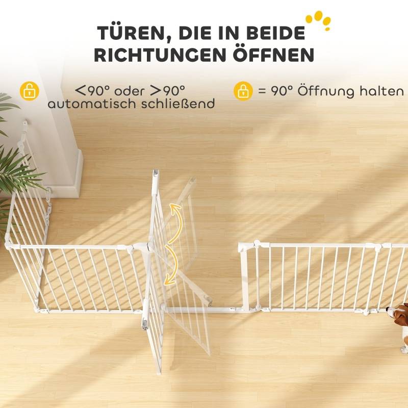 Grand Parc Chien 8 Panneaux Métal Modulable Barrière Sécurité Blanc - ComfortXL Outdoor Living - Image 6