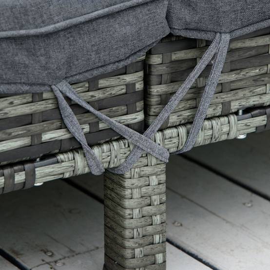 ComfortXL - Transat double 2 places résine tressée grise métal 196 x 120 cm jardin terrasse dossiers réglables 5 positions - Image 9