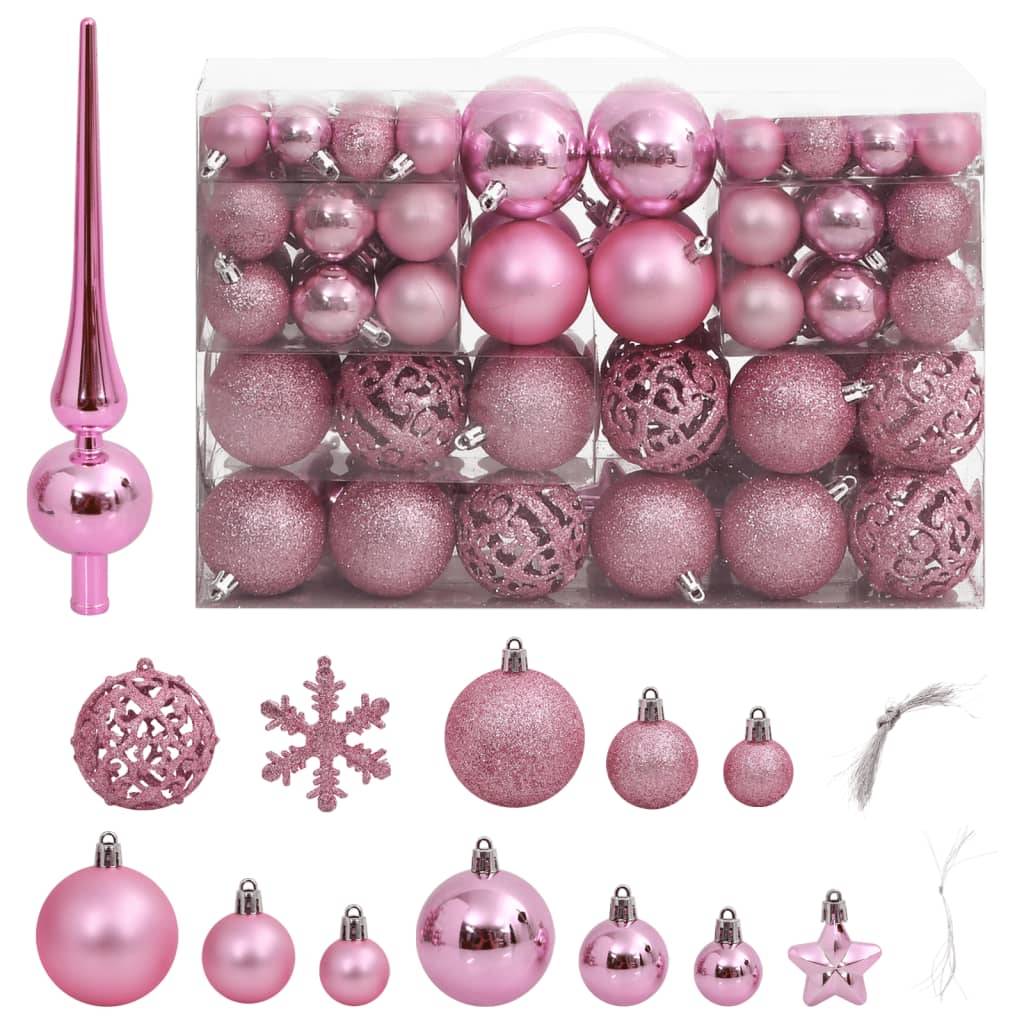Ensemble de boules de Noël - Ornements de Noël - décorations de Noël 111 pièces rose polystyrène - Image 2