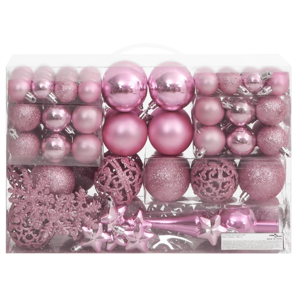 Ensemble de boules de Noël - Ornements de Noël - décorations de Noël 111 pièces rose polystyrène - Image 3