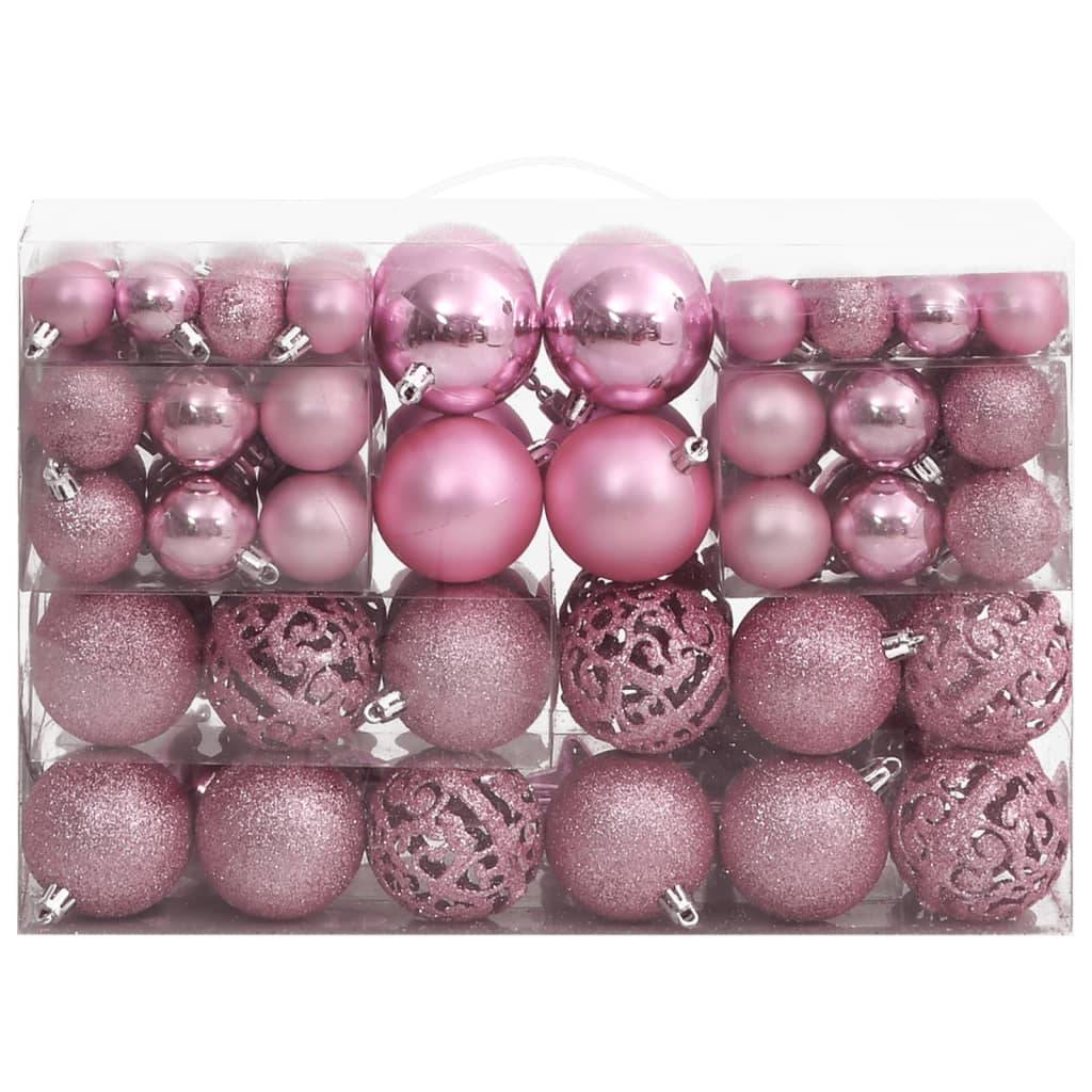Ensemble de boules de Noël - Ornements de Noël - décorations de Noël 111 pièces rose polystyrène - Image 1