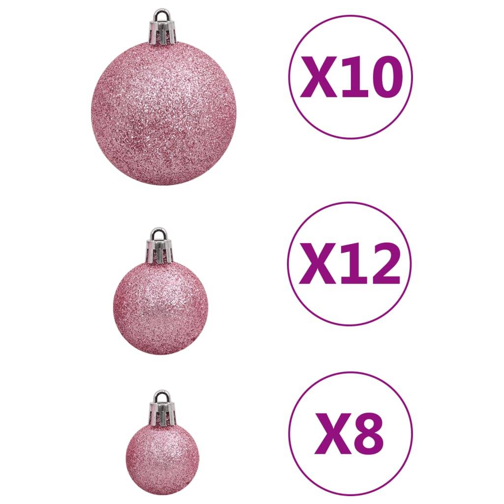 Ensemble de boules de Noël - Ornements de Noël - décorations de Noël 111 pièces rose polystyrène - Image 7