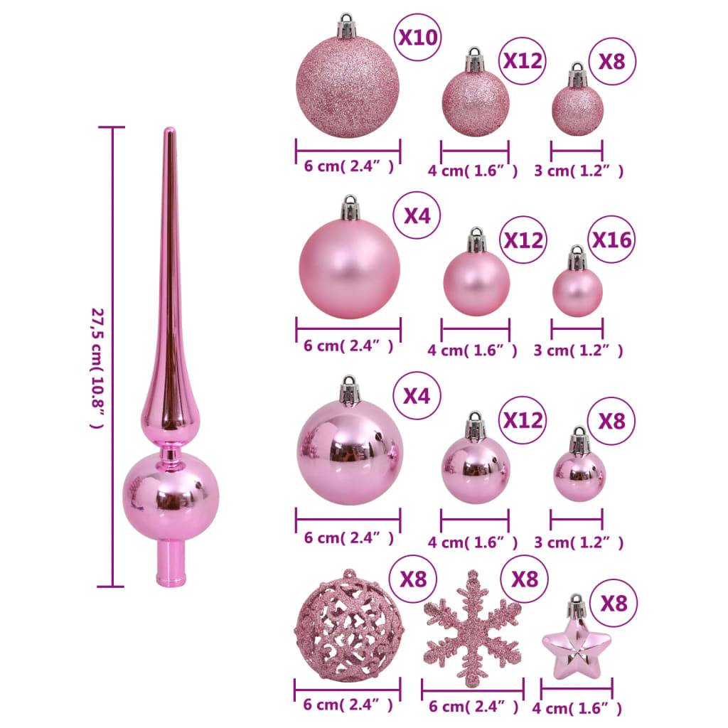 Ensemble de boules de Noël - Ornements de Noël - décorations de Noël 111 pièces rose polystyrène - Image 10