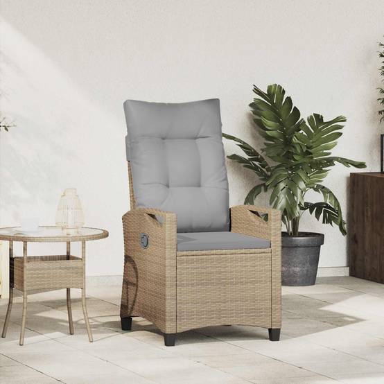 PANGIVO - Chaise de jardin inclinable polyrotin beige et gris clair 56 x 60 x 112 cm - PANGIVO - Image 1