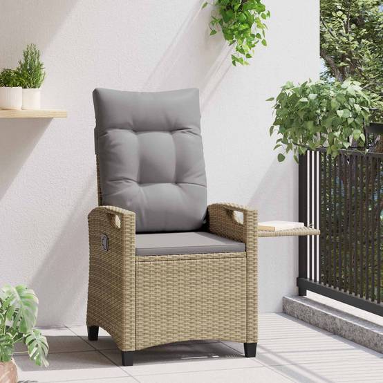 PANGIVO - Chaise de jardin inclinable polyrotin beige et gris clair 56 x 60 x 112 cm - PANGIVO - Image 4
