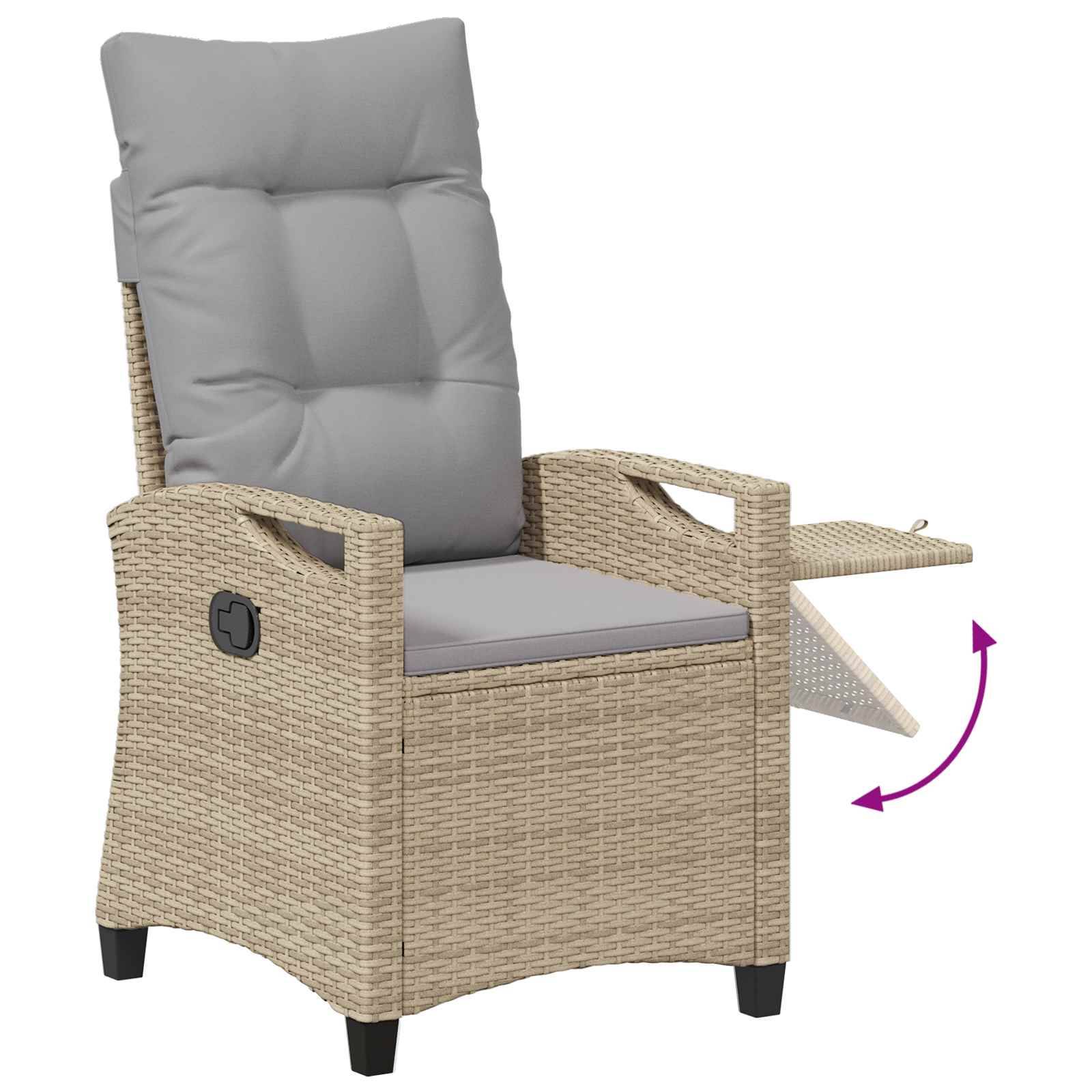 PANGIVO - Chaise de jardin inclinable polyrotin beige et gris clair 56 x 60 x 112 cm - PANGIVO - Image 8