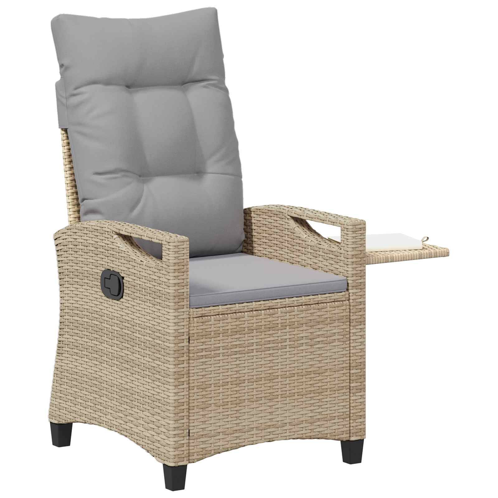 PANGIVO - Chaise de jardin inclinable polyrotin beige et gris clair 56 x 60 x 112 cm - PANGIVO - Image 3