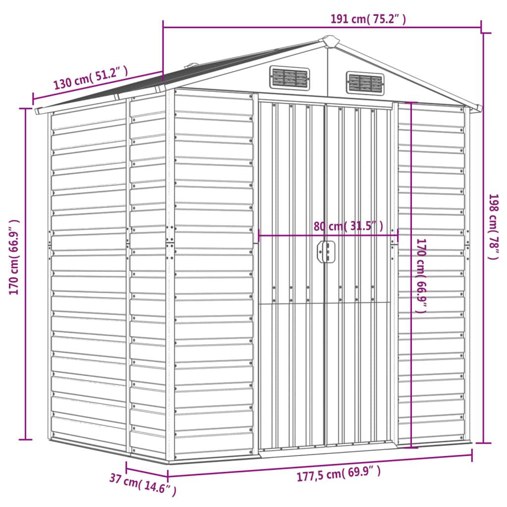 Vidaxl - Abri de jardin vert 191x130x198 cm acier galvanisé vidaXL 3188231 - Image 3