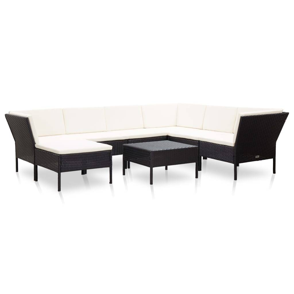 Vidaxl - Salon de jardin 8 pcs avec coussins résine tressée noir vidaXL 48952 - Image 1