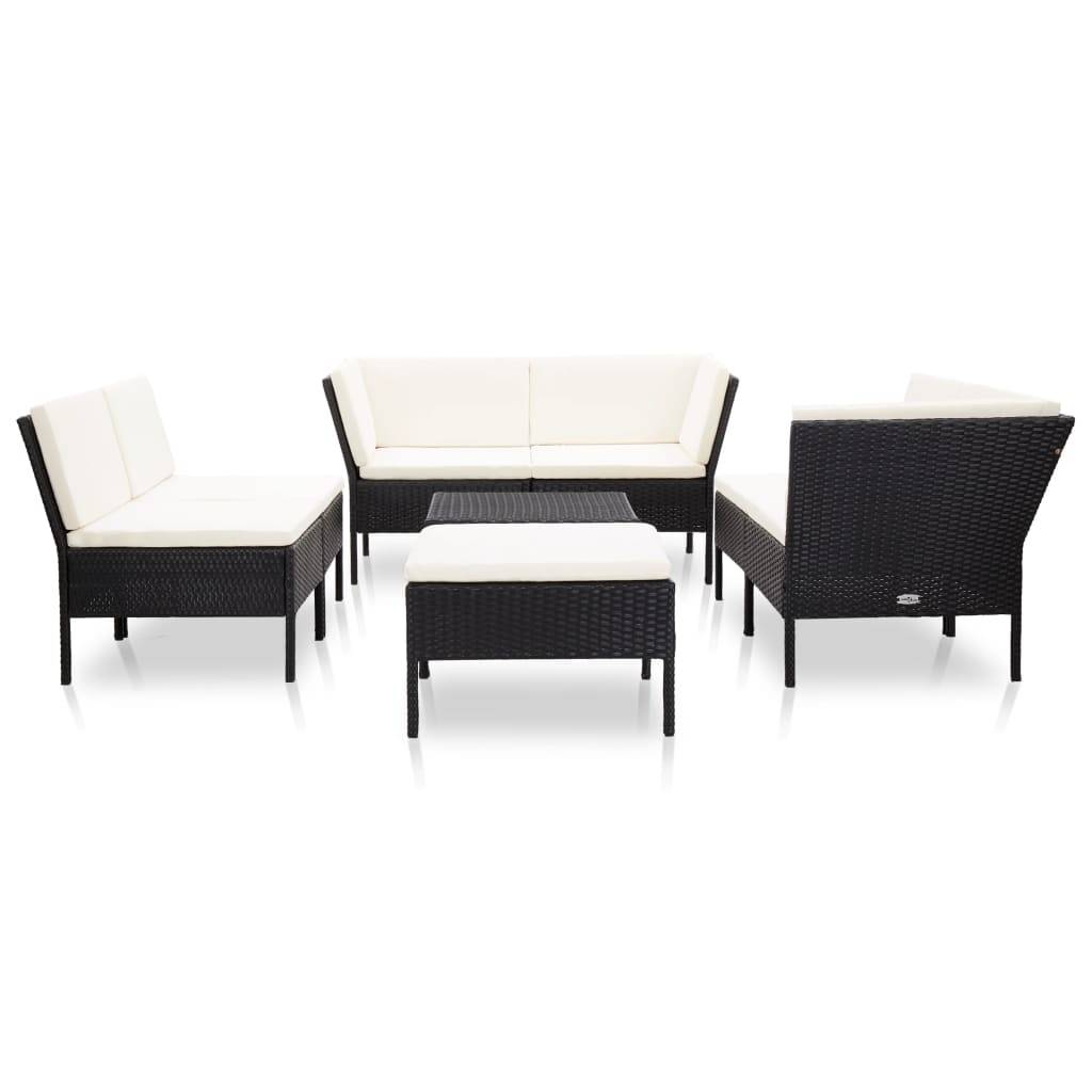 Vidaxl - Salon de jardin 8 pcs avec coussins résine tressée noir vidaXL 48952 - Image 2