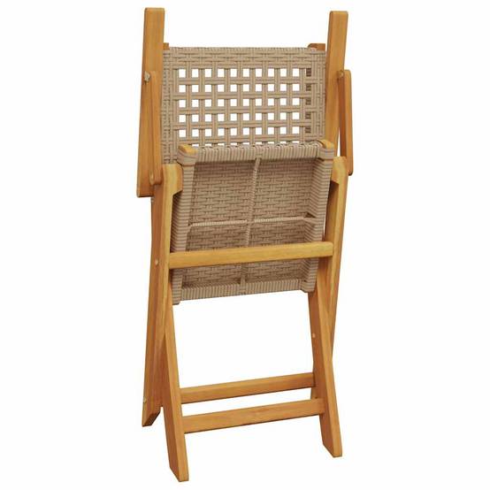 Lot de 4 Chaises de Jardin Pliantes Style Bistrot en Poly Rotin et Bois d'Acacia Beige – ComfortXL Outdoor Living - Image 7
