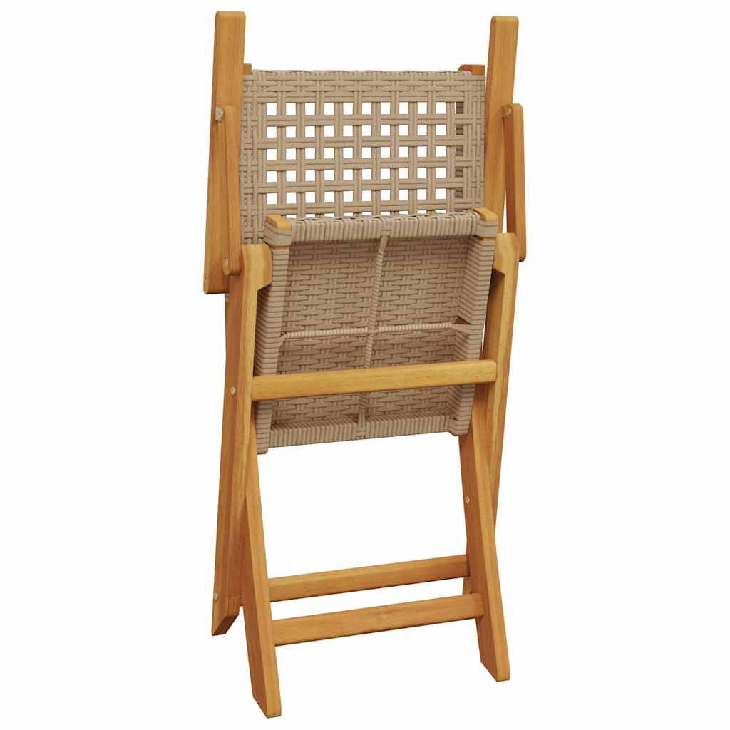 Lot de 4 Chaises de Jardin Pliantes Style Bistrot en Poly Rotin et Bois d'Acacia Beige – ComfortXL Outdoor Living - Image 7