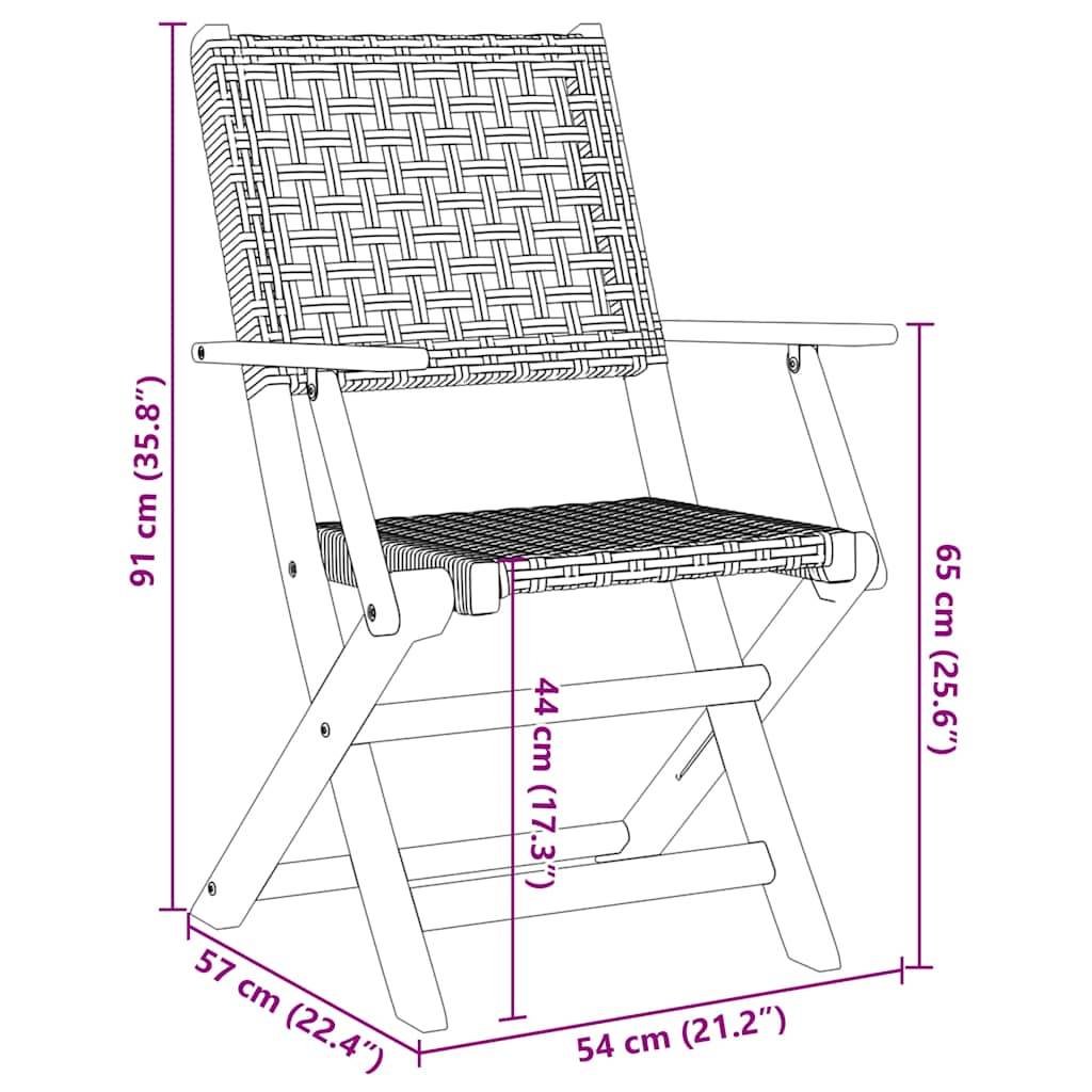 Lot de 4 Chaises de Jardin Pliantes Style Bistrot en Poly Rotin et Bois d'Acacia Beige – ComfortXL Outdoor Living - Image 10