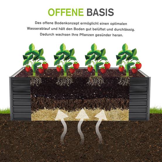 Carré potager surélevé acier galvanisé pour jardin drainage optimal 190x90x64cm noir - ComfortXL Outdoor Living - Image 5
