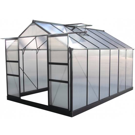 Serre de jardin 9,13 m² polycarbonate 4mm anthracite avec embase Green Protect - Image 3