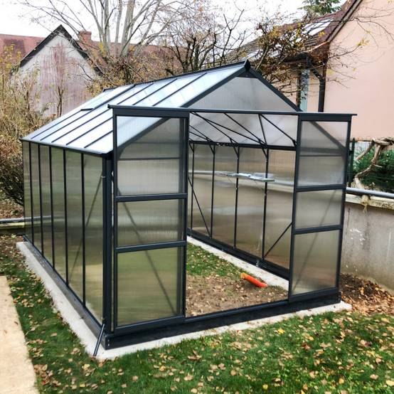 Serre de jardin 9,13 m² polycarbonate 4mm anthracite avec embase Green Protect - Image 2