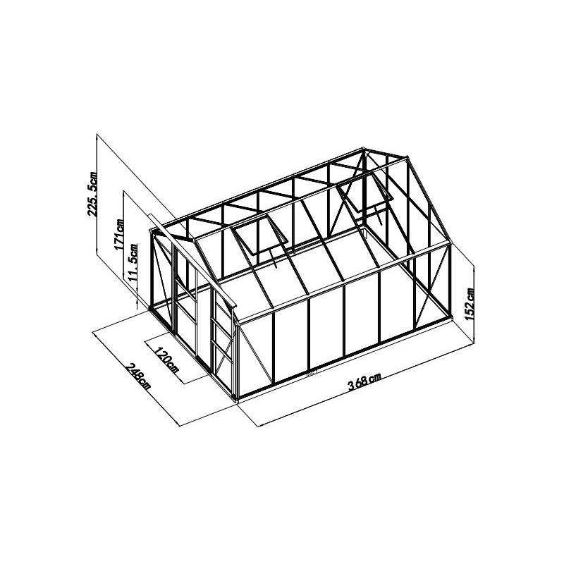 Serre de jardin 9,13 m² polycarbonate 4mm anthracite avec embase Green Protect - Image 4