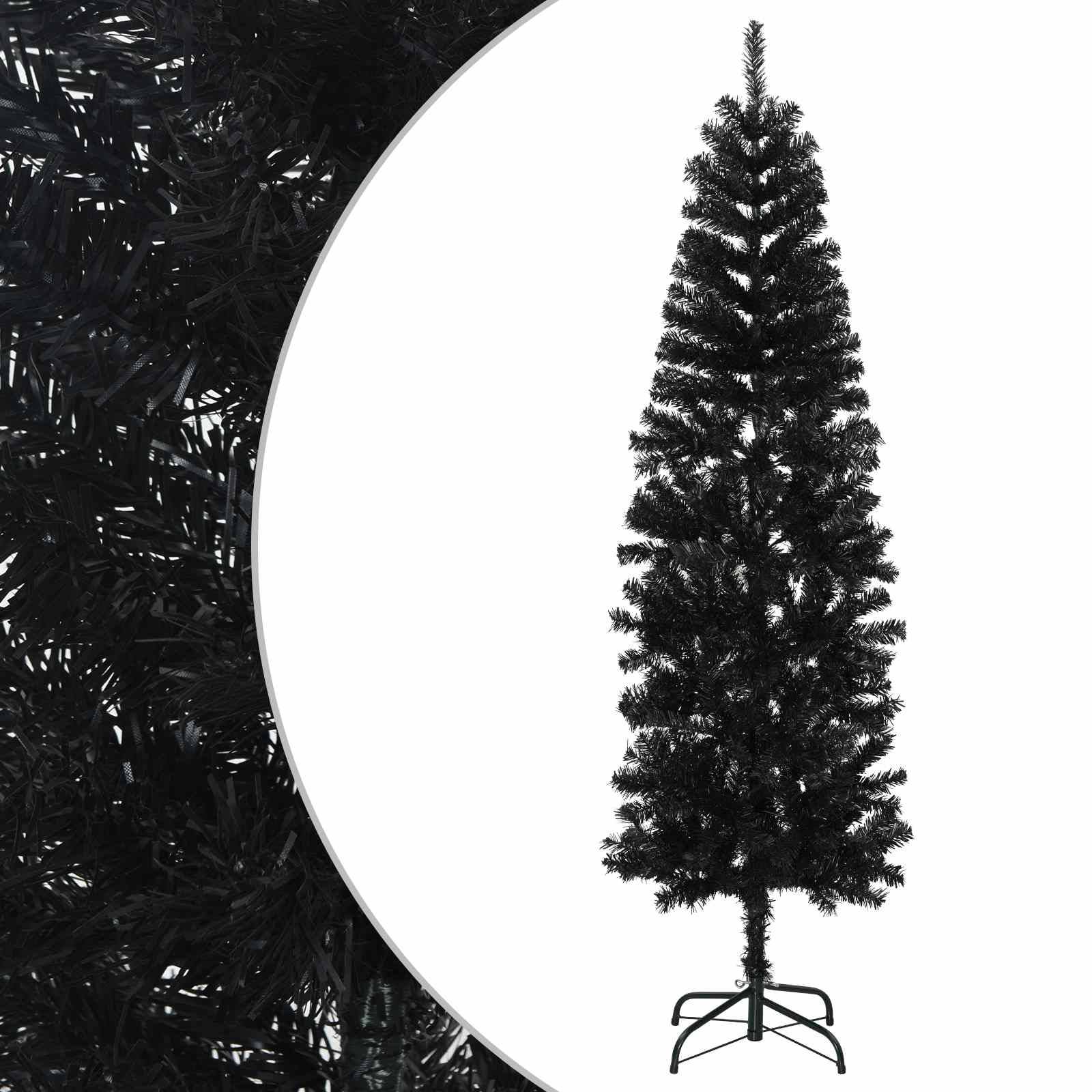 Vidaxl - Arbre de Noël artificiel slim 180 cm PVC et Acier Noir vidaXL 42055252 - Image 2