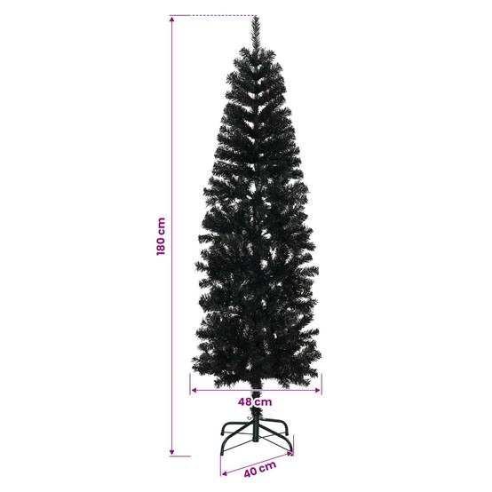 Vidaxl - Arbre de Noël artificiel slim 180 cm PVC et Acier Noir vidaXL 42055252 - Image 3