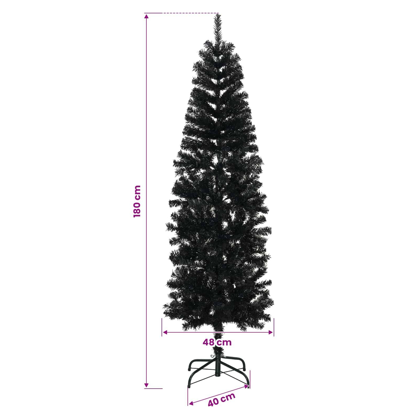 Vidaxl - Arbre de Noël artificiel slim 180 cm PVC et Acier Noir vidaXL 42055252 - Image 3