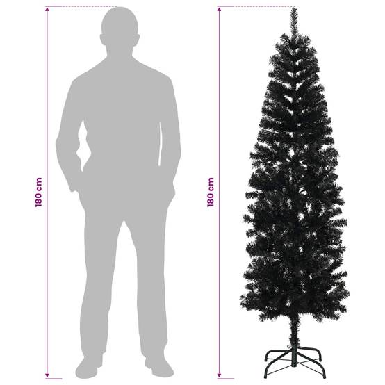 Vidaxl - Arbre de Noël artificiel slim 180 cm PVC et Acier Noir vidaXL 42055252 - Image 8