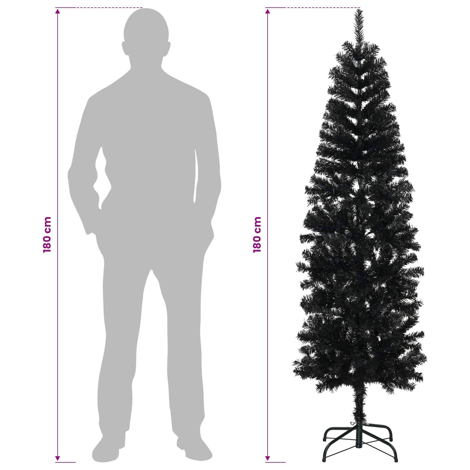 Vidaxl - Arbre de Noël artificiel slim 180 cm PVC et Acier Noir vidaXL 42055252 - Image 8