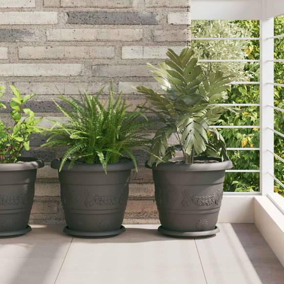 Pots de plantes 24 pcs | Bac à fleurs Noir Ø 26 x 21.5 cm Plastique - Image 2