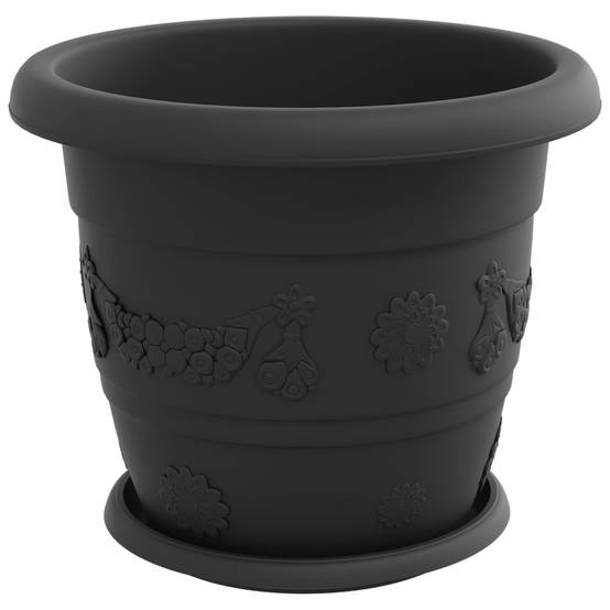 Pots de plantes 24 pcs | Bac à fleurs Noir Ø 26 x 21.5 cm Plastique - Image 5