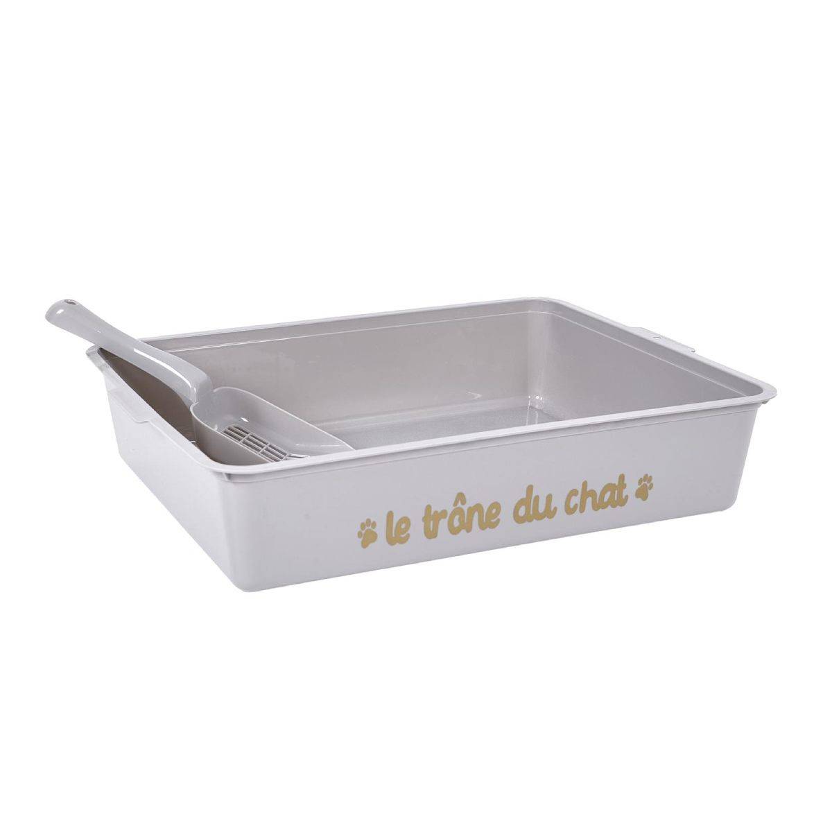 The Concept Factory - Bac à Litière & Pelle "Chat" 42cm Gris - Image 1