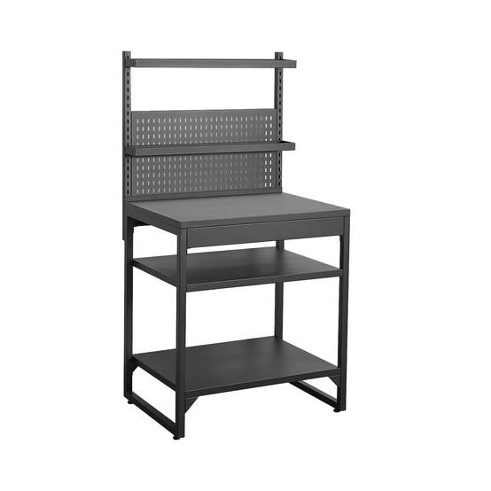 sweeek - Cuisine extérieure acier 2 étagères 2 plateaux et support mural L80cm noir - Kea | sweeek - Image 2