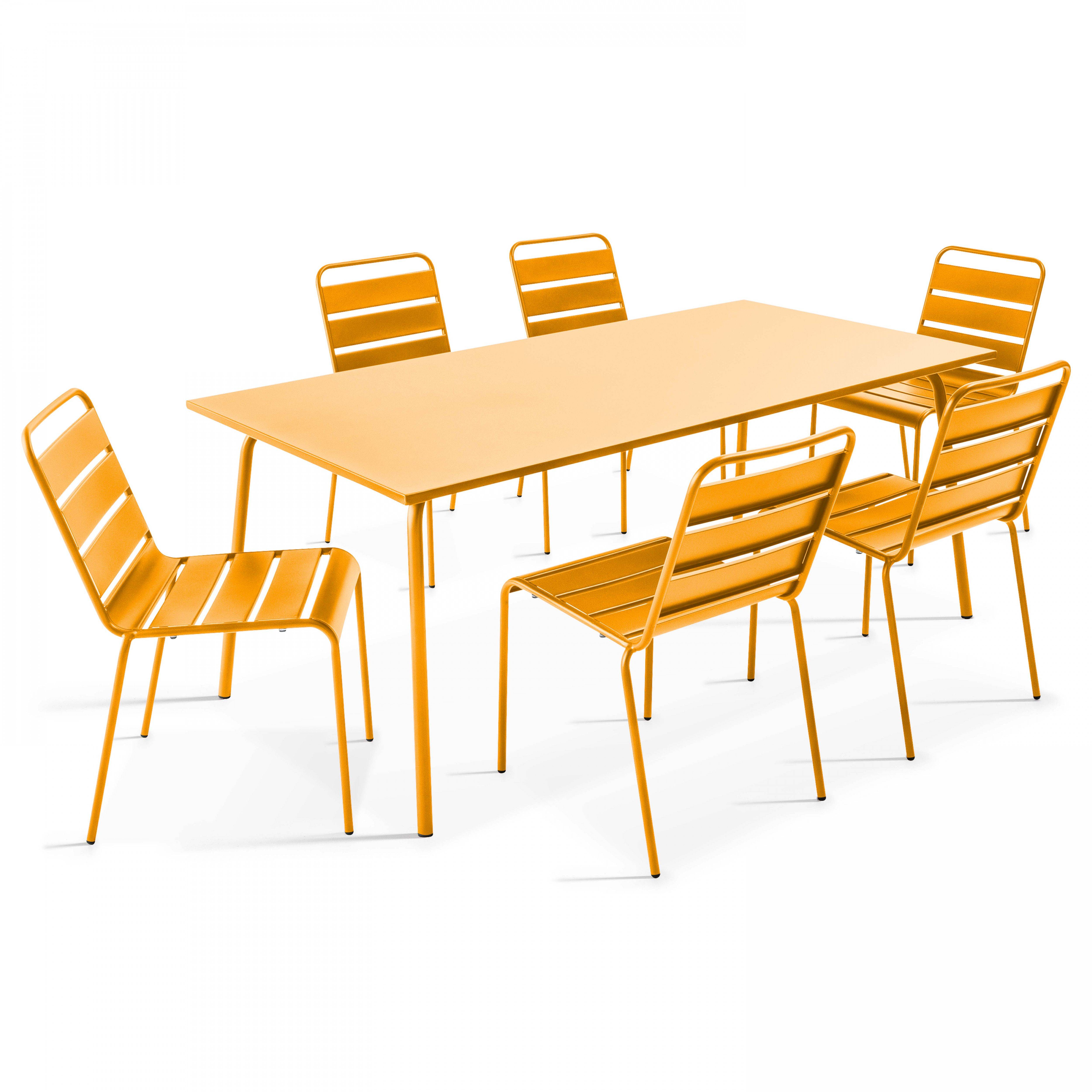 Oviala - Ensemble table de jardin et 6 chaises en métal jaune Palavas - Oviala - Image 1