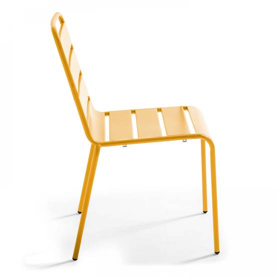 Oviala - Ensemble table de jardin et 6 chaises en métal jaune Palavas - Oviala - Image 6