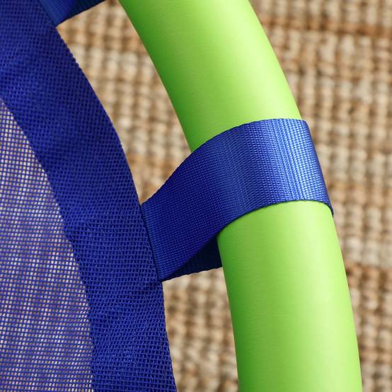 Balançoire nid enfant hauteur réglable, balançoire ronde pour arbre dès 3 ans, Ø100×120-180 cm, bleu et vert, usage intérieur extérieur - Image 9