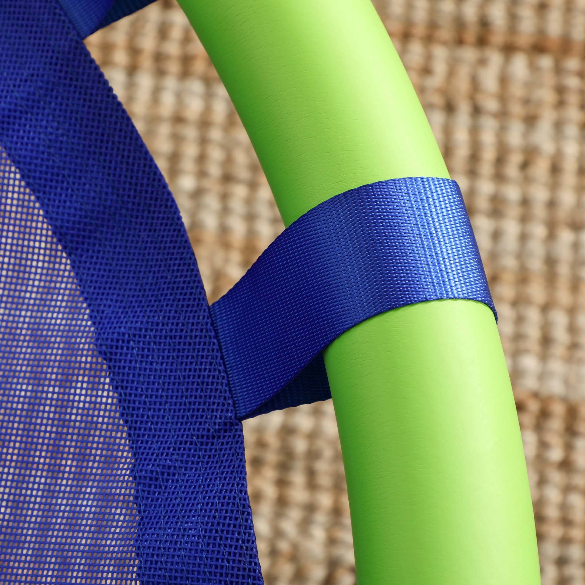 Balançoire nid enfant hauteur réglable, balançoire ronde pour arbre dès 3 ans, Ø100×120-180 cm, bleu et vert, usage intérieur extérieur - Image 9