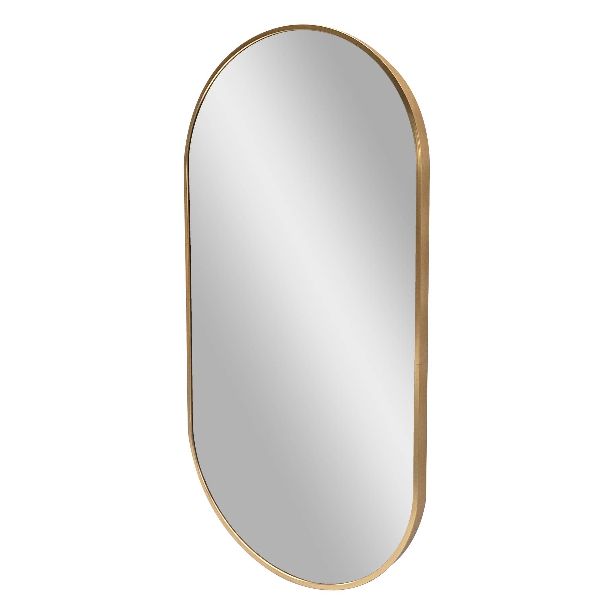 Miroir mural elliptique 40 x 80 cm doré - Image 1
