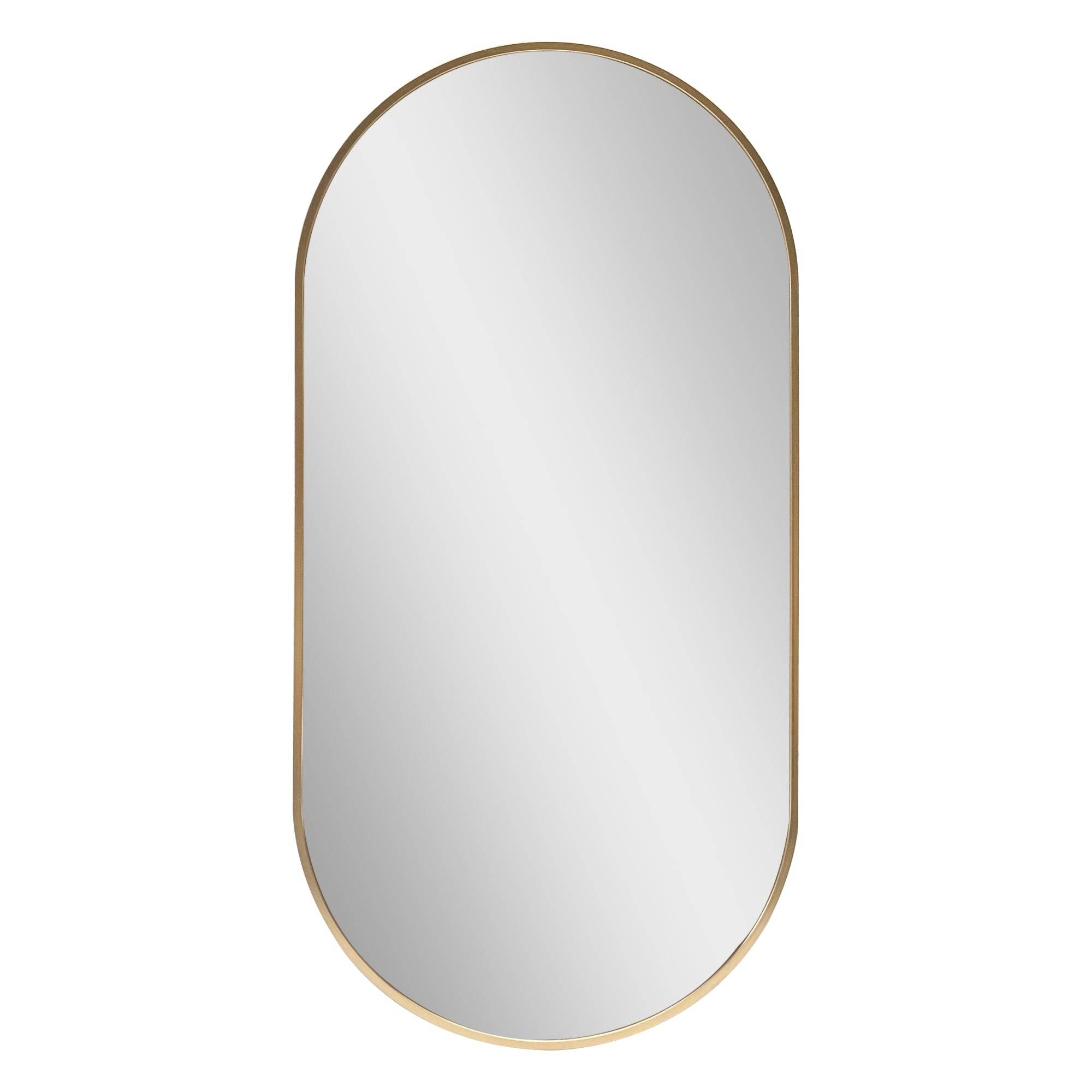 Miroir mural elliptique 40 x 80 cm doré - Image 2