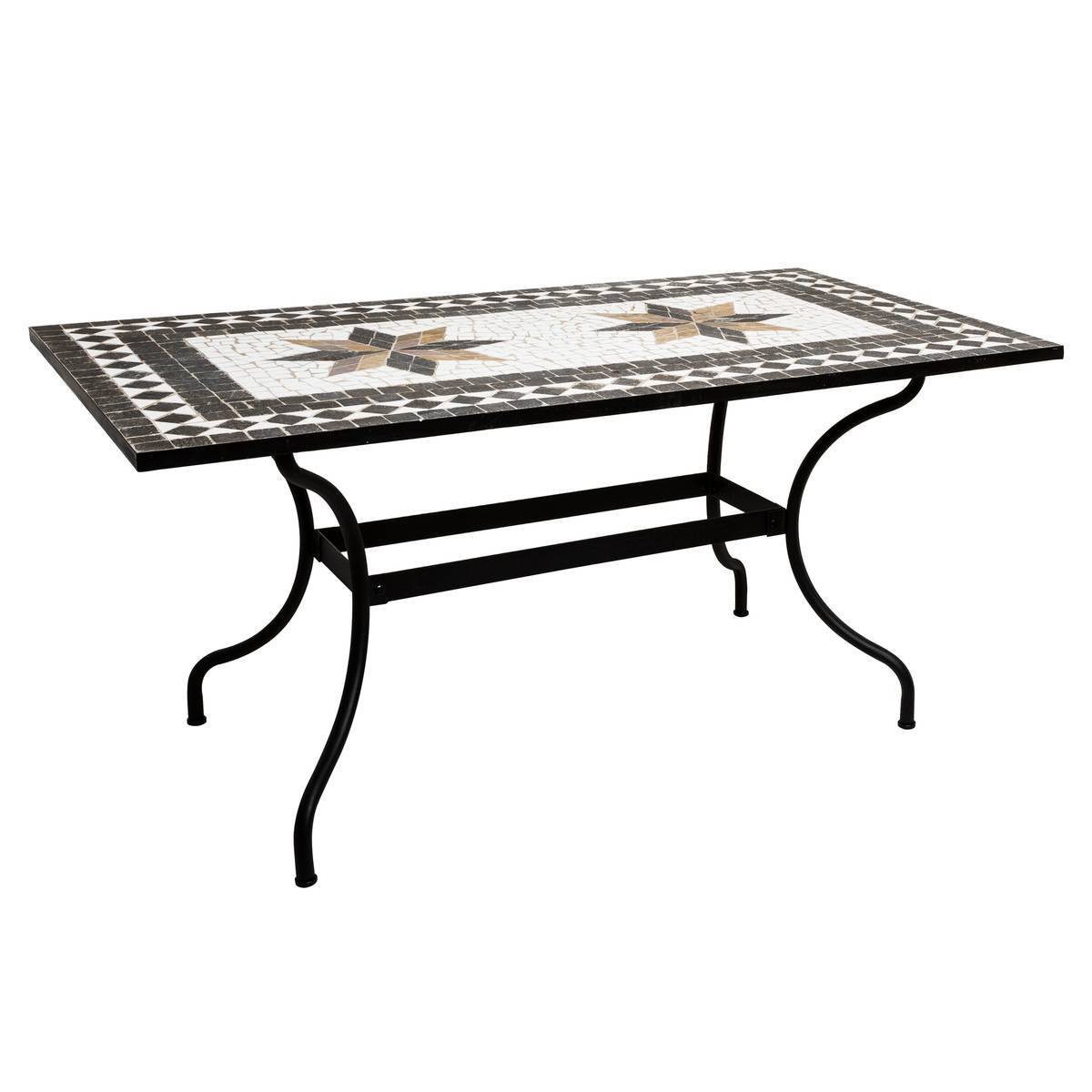 Atmosphera - Table à manger rectangulaire "Kipos" mosaïque noir L160cm - Atmosphera Créateur d'intérieur - Image 2