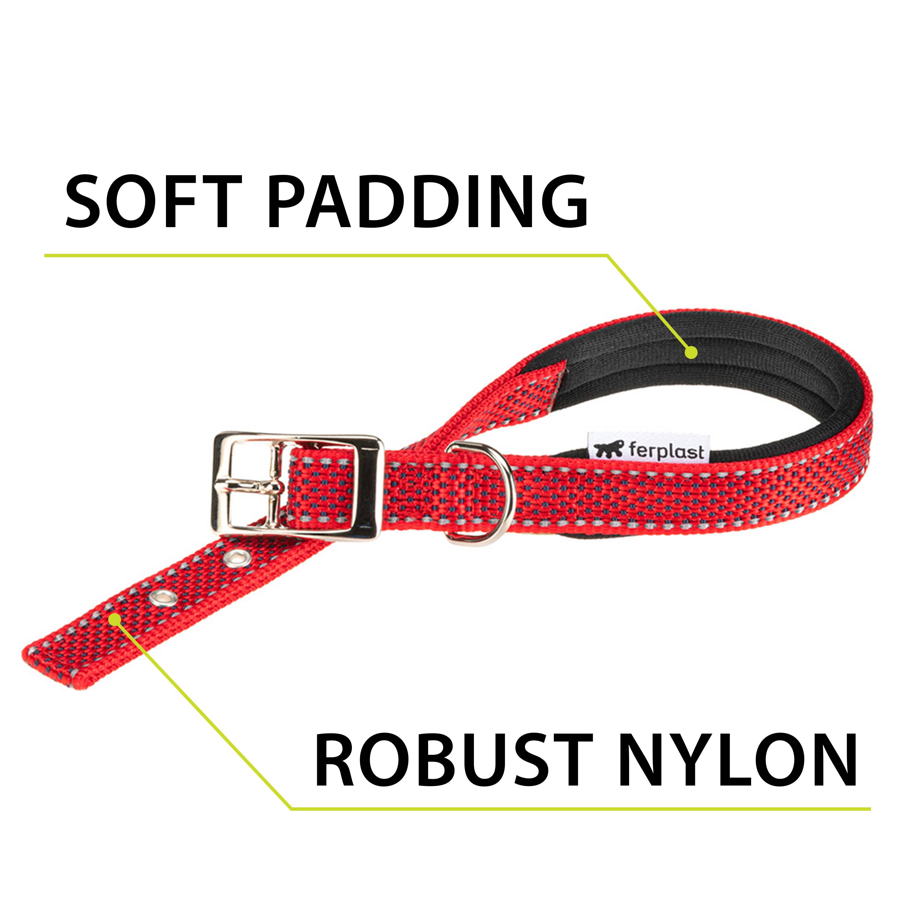 Ferplast - Collier pour Chiens Réfléchissant Rembourré DAYTONA DELUXE C20/43, Réglable, Boucle en Métal, Rouge-Noir - Image 4