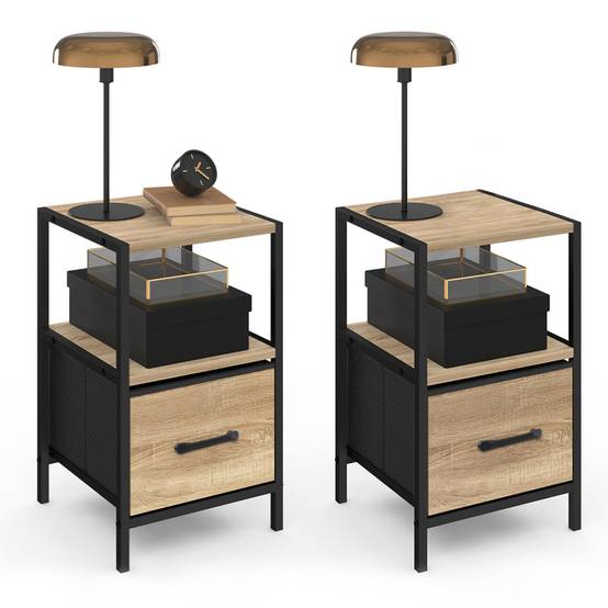 Lot de 2 tables de chevet UTAH 1 tiroir et 1 niche - Image 2