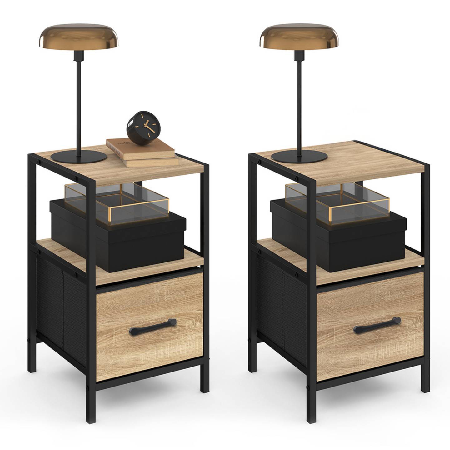 Lot de 2 tables de chevet UTAH 1 tiroir et 1 niche - Image 2