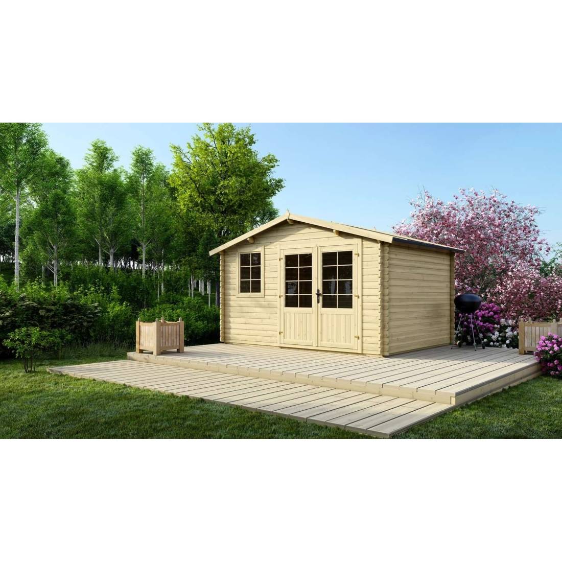 Altanka - Abri de jardin en bois - 11.7m2 - 3.9x3m - Ep. 34mm - Couleur: naturel - DOM561 - ALTANKA - Image 2