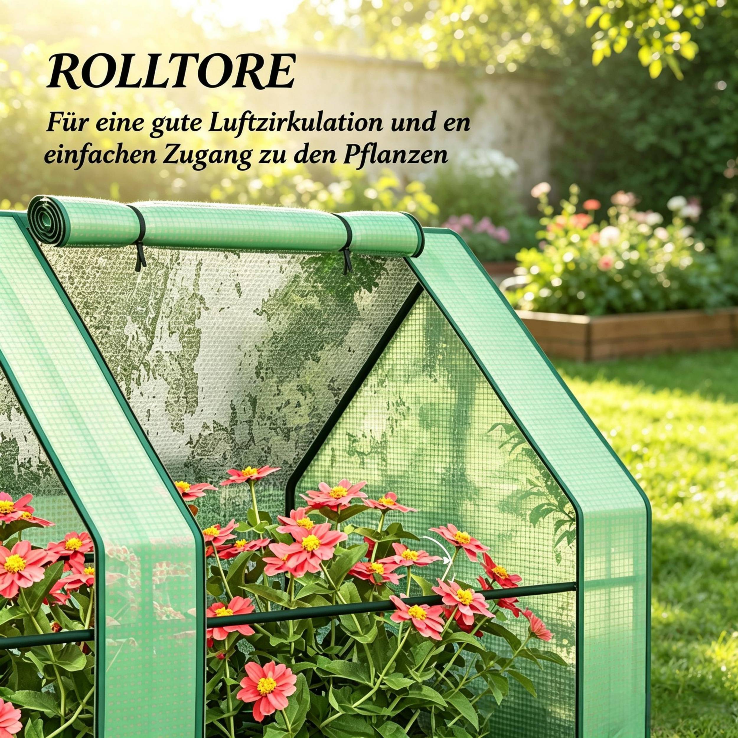 ComfortXL - Mini serre tunnel PE acier 140 g/m² 360 x 90 x 90 cm verte potager 4 fenêtres zippées protection cultures - Image 7