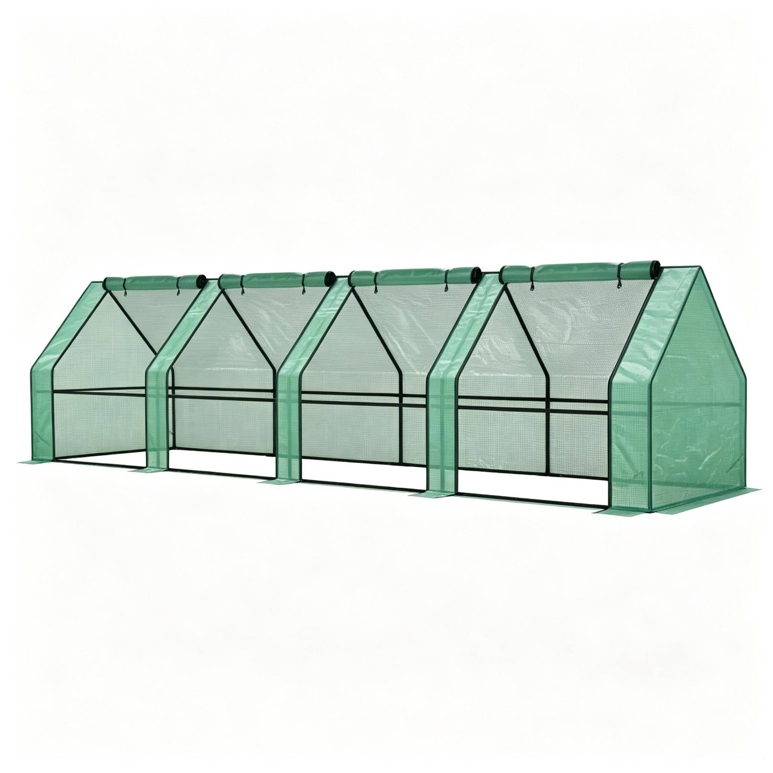 ComfortXL - Mini serre tunnel PE acier 140 g/m² 360 x 90 x 90 cm verte potager 4 fenêtres zippées protection cultures - Image 8