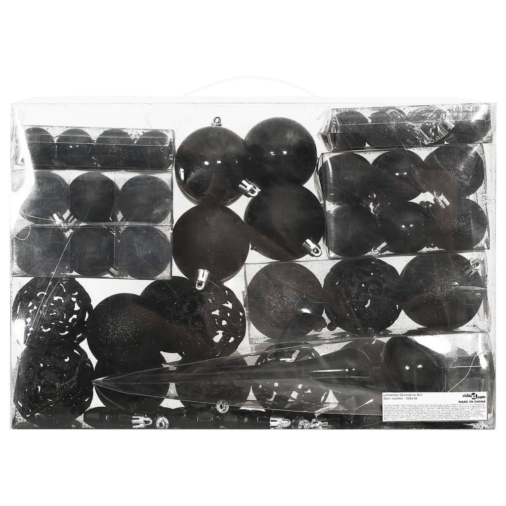 Ensemble de boules de Noël - Ornements de Noël - décorations de Noël 111 pièces noir polystyrène - Image 3